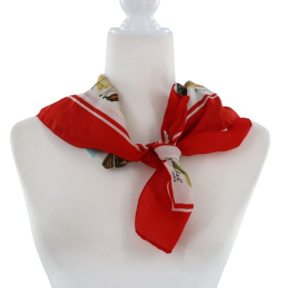 Paris Scarf Red Classic Career Versatile Travel Casual Everyday Weekend Office - Picture 3 of 11